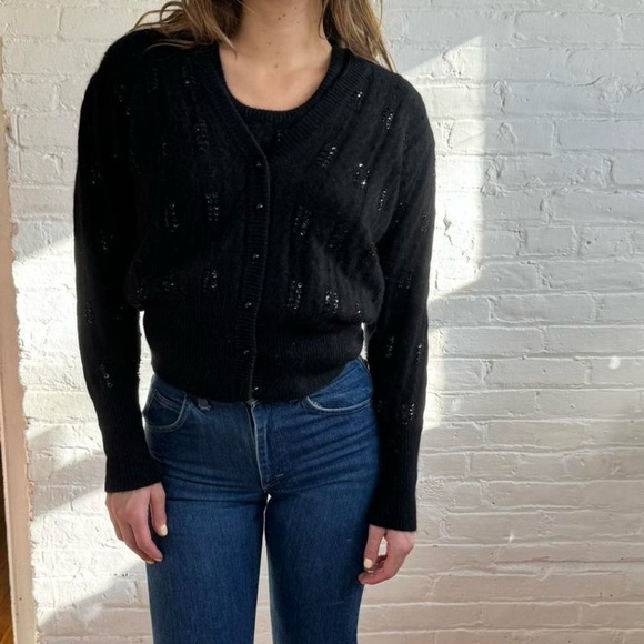 Vintage 80s Saks Fifth Avenue Sweater Set / Tank and Cardigan - Picture 2 of 8